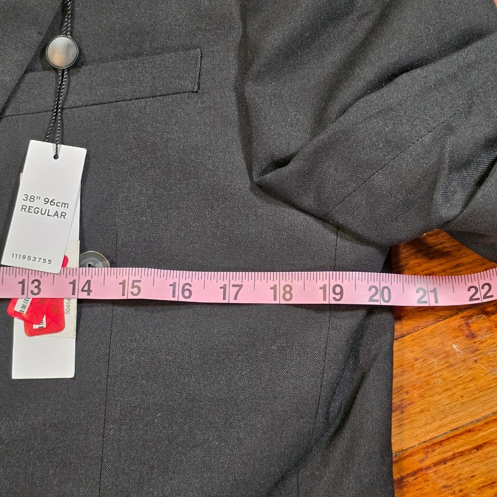 NEW Topman Mens Double Breasted Peak Lapel Blazer Jacket Black 38R Lightweight - Picture 3 of 7